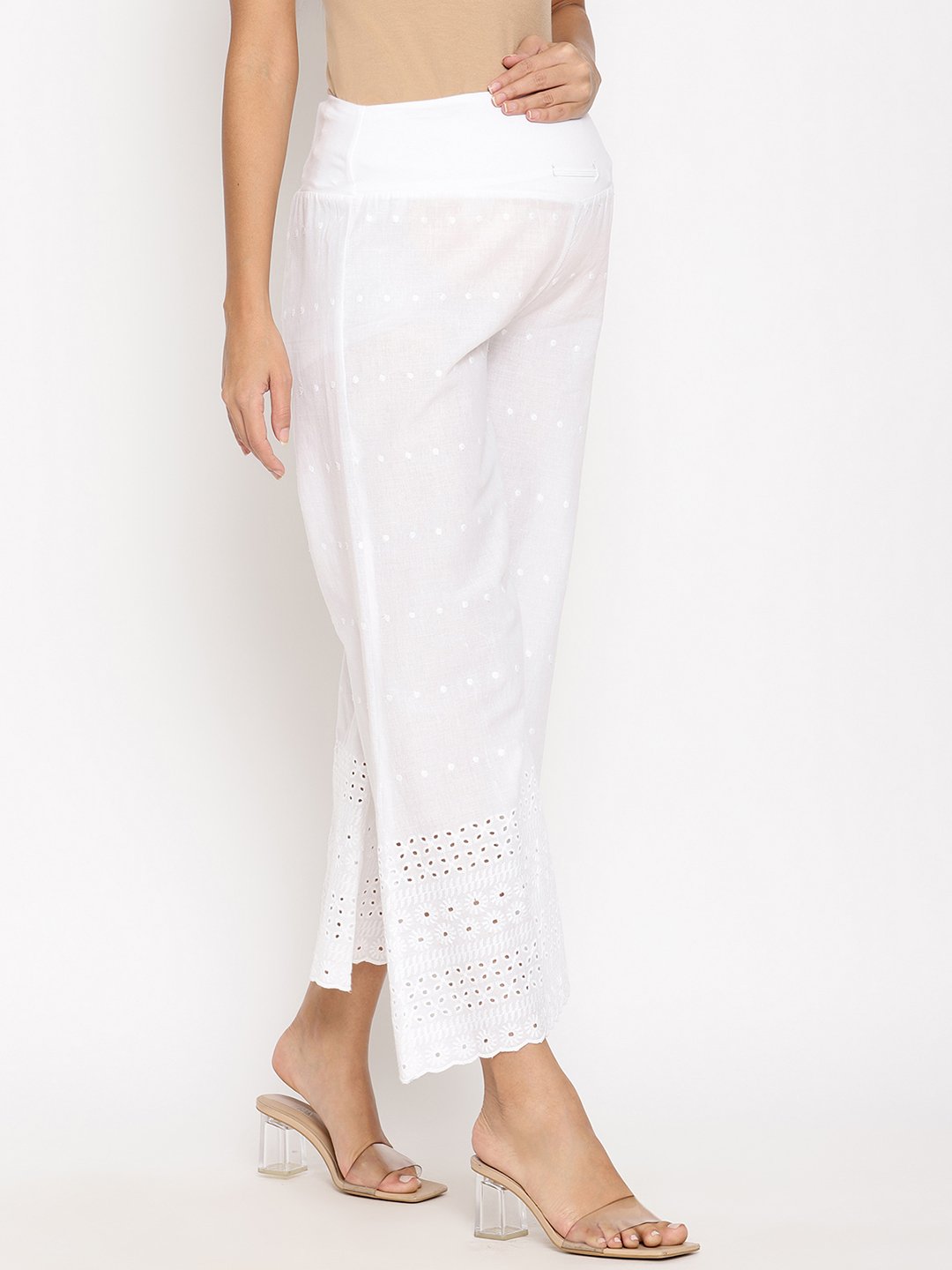 Buy Pearl White Trousers & Pants for Women by Twin Birds Online | Ajio.com